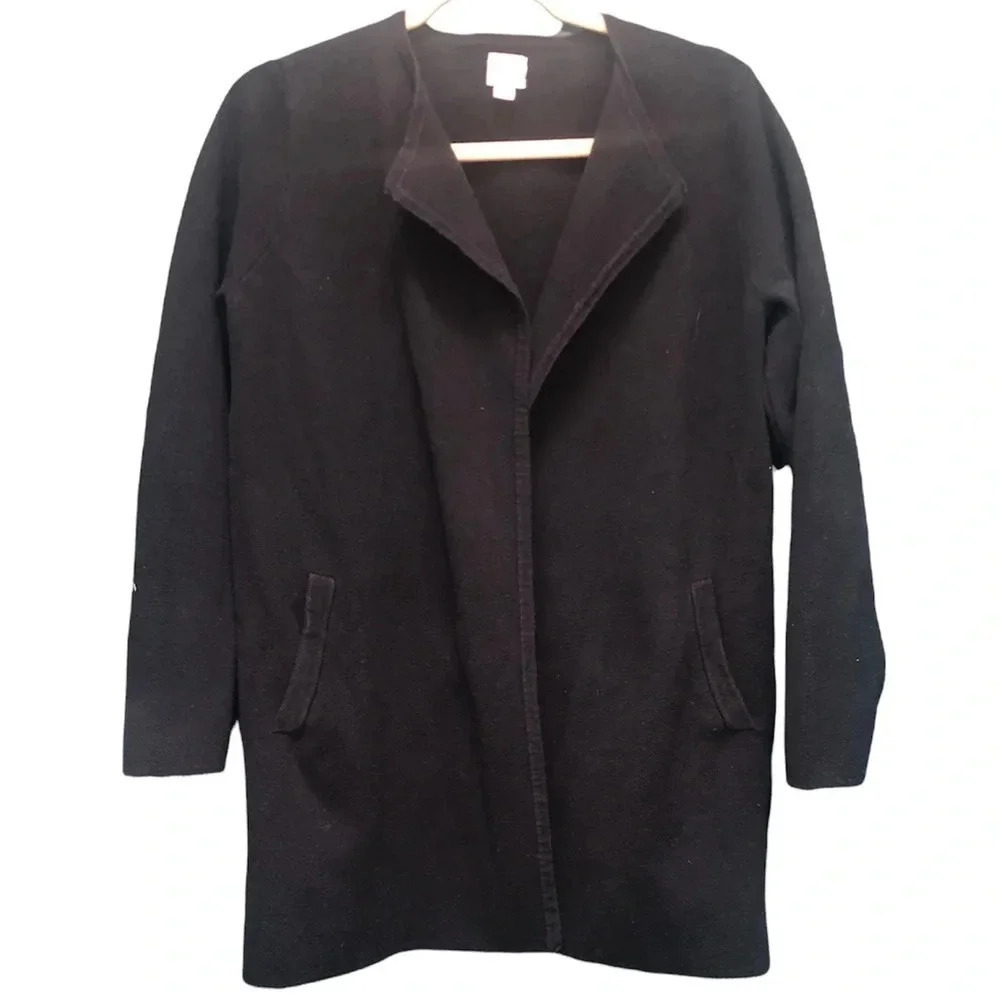 J.CREW BLACK COTTON OPEN FRONT CARDIGAN